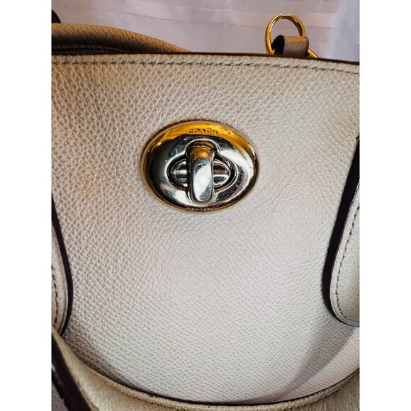 Coach Beige Crossgrain Leather Street Prince Satchel Top Handles 14 in X 11 in - Picture 14 of 14